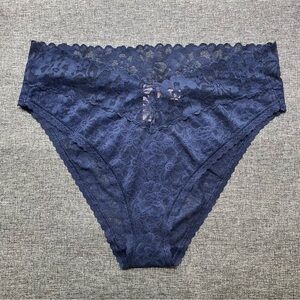 NWT Victoria’s Secret High Leg Cheeky Panty Floral Lace Ensign Blue 2019 XL